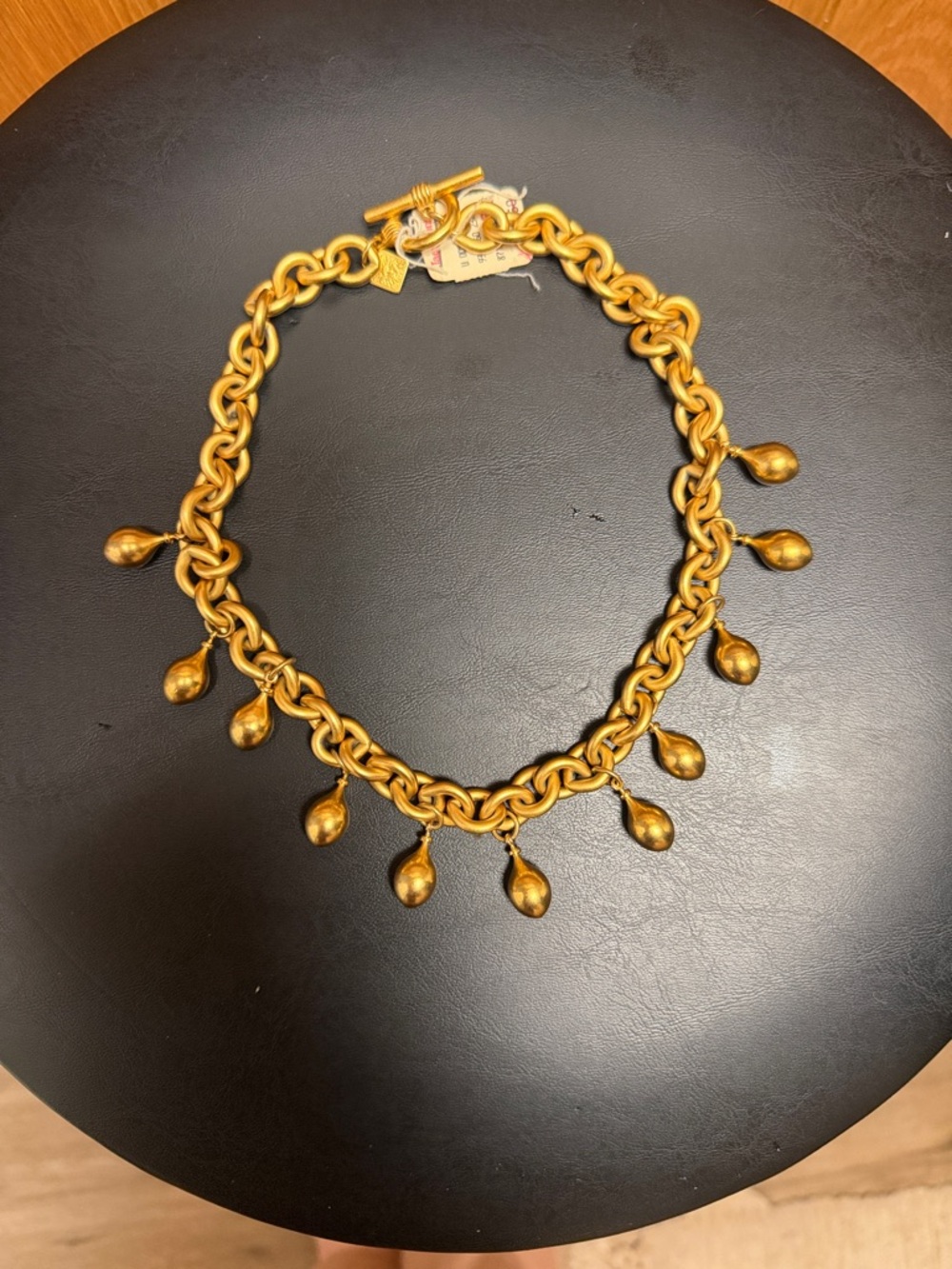 Vintage Anne Kline Gold Drop Charm Link Necklace - Women's Jewelry